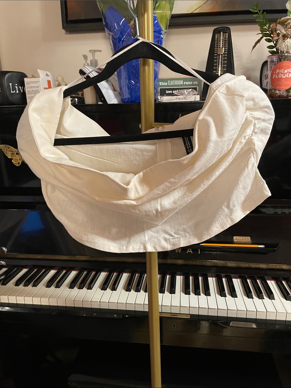 H&M Cream Draped Strapless Top